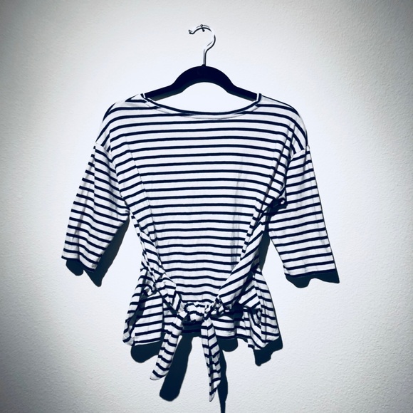 Nautical Blue Striped Top w/ front/back tie - Picture 5 of 5